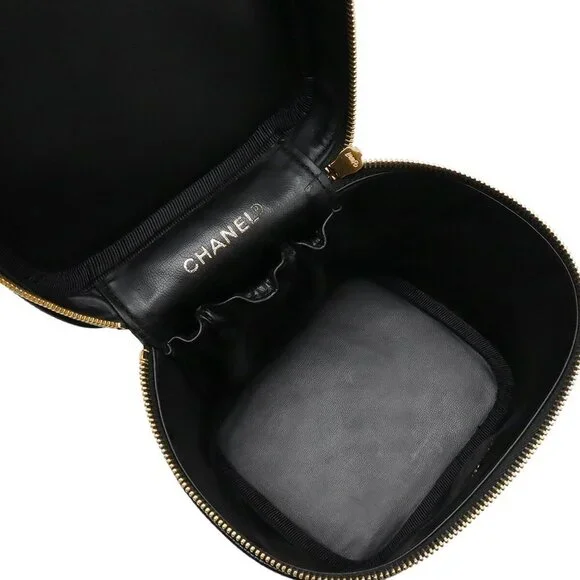 CHANEL Black Caviar Leather Logo Pouch - Picture 7 of 9